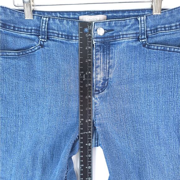 Chicos Jeans Womens 0 (30x20) Blue Crop Capri Stretch Denim Bling - Picture 8 of 9